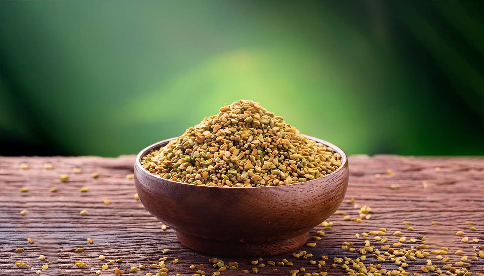 A close-up of brightly colored Methi fenugreek