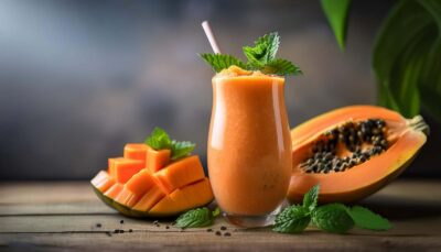 Smoothie with Papaya and mint